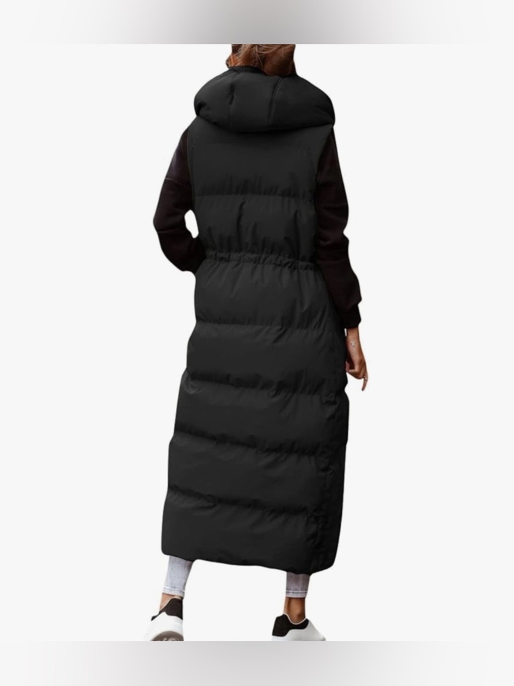 Women's Long Quilted Vest Hooded Maxi Length Sleeveless Puffer Vest Padded L - Picture 8 of 16